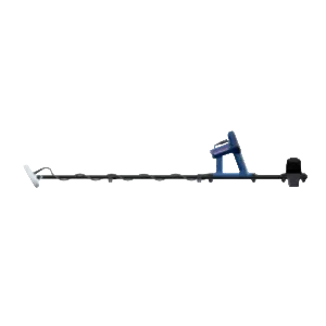 Long view of metal detector on a white background