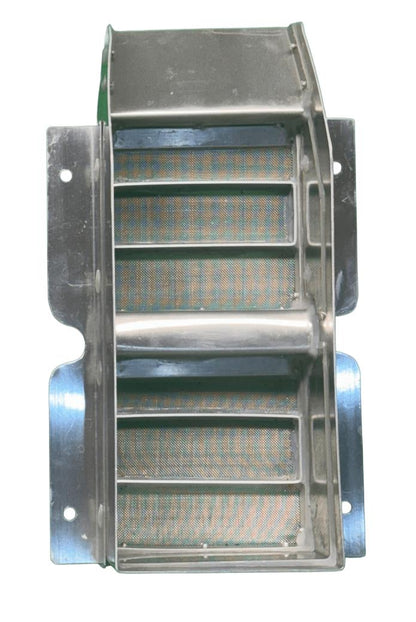 Metallic filter with a white background
